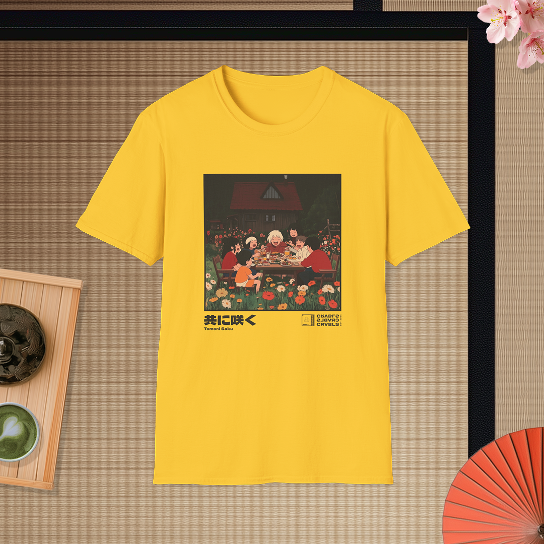 Tomoni Saku T-shirt — Kokoro Hibiku Aji Collection
