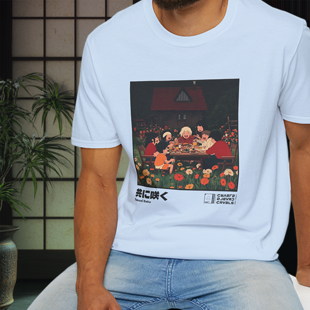 Tomoni Saku T-shirt — Kokoro Hibiku Aji Collection