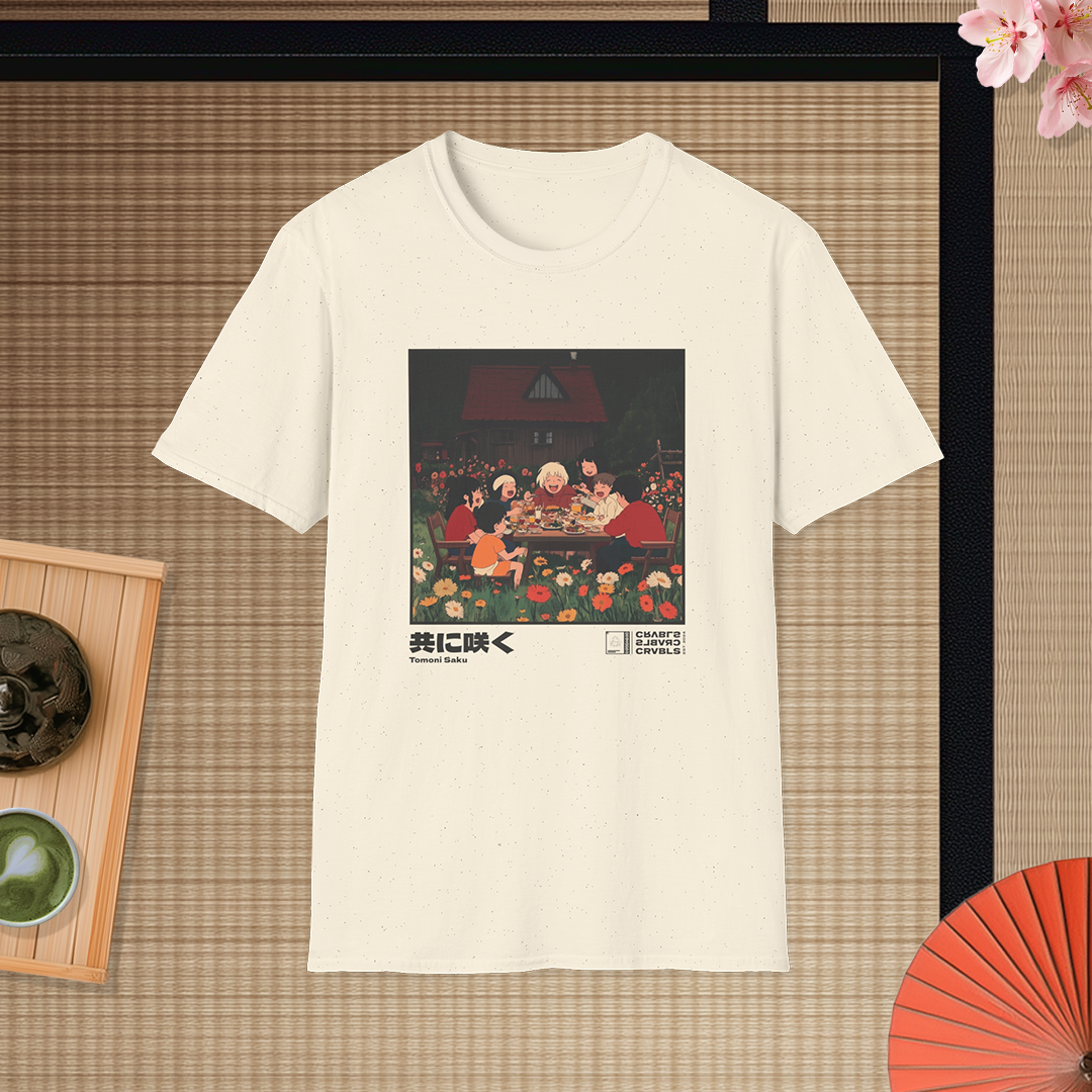 Tomoni Saku T-shirt — Kokoro Hibiku Aji Collection