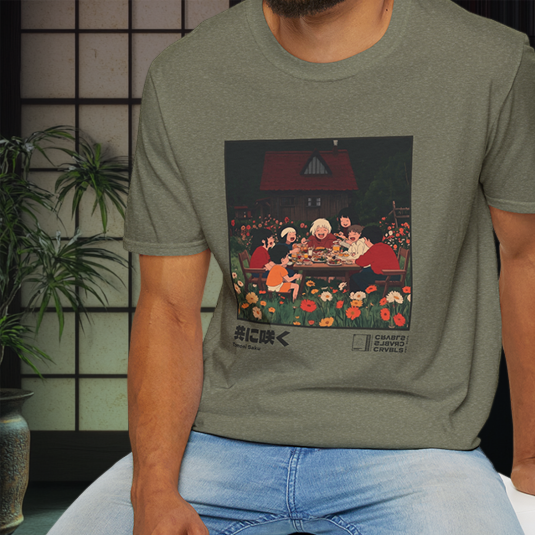 Tomoni Saku T-shirt — Kokoro Hibiku Aji Collection