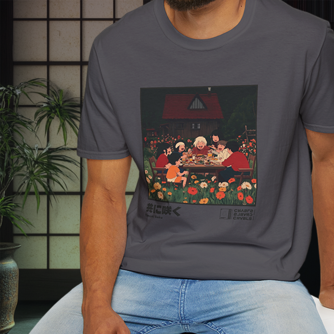 Tomoni Saku T-shirt — Kokoro Hibiku Aji Collection