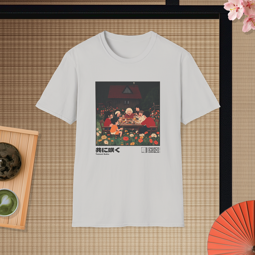 Tomoni Saku T-shirt — Kokoro Hibiku Aji Collection